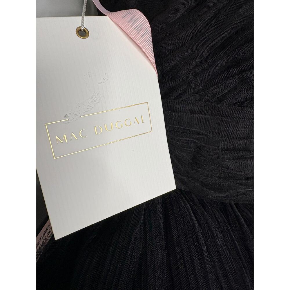 NWT $698 Mac Duggal 4 20600 Tulle Ruffle One Shoulder Mini Dress Black Q903 Prom - Picture 3 of 8